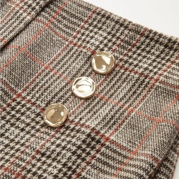 Commense Checkered Wide-Leg Pants - Brown and Black - Picture 3 of 4